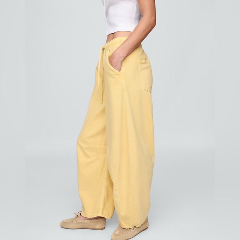 Gap Mid Rise UltraSoft Easy Baggy Pull-On Drawstring Denim Barrel Jeans NWOT